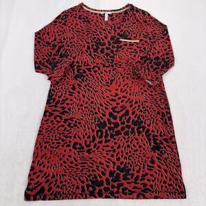 Soma Nightgown Size Large Animal Print Cuffed 3/4 Sleeve Stretch Loungewear